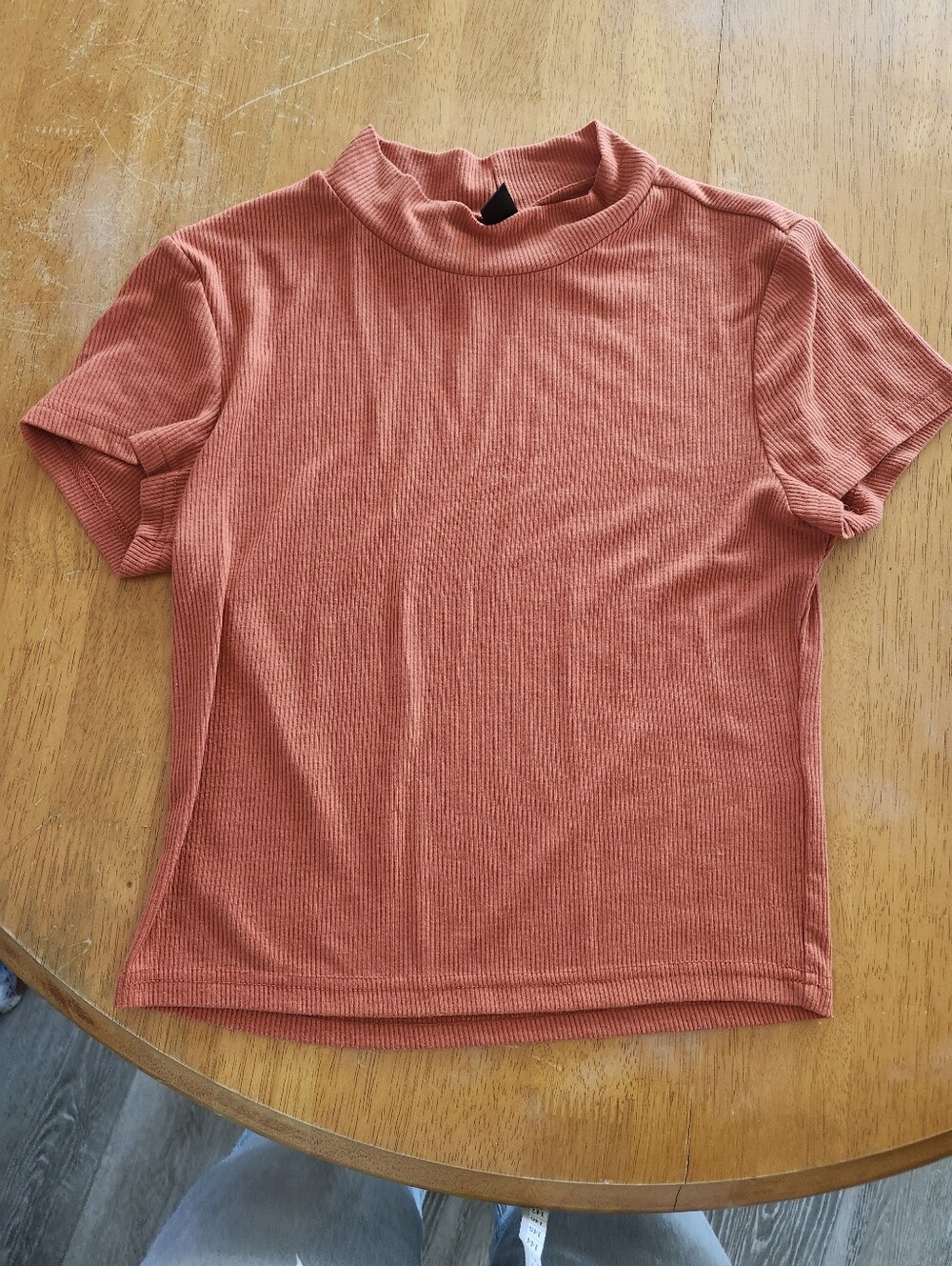 *Bundle 3/$20* Rust Orange Ribbed Fitted Turtleneck Top Medium, Stretchy